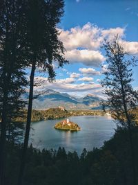 Scenic view of lake against sky