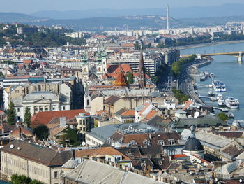 High angle view of townscape against sky