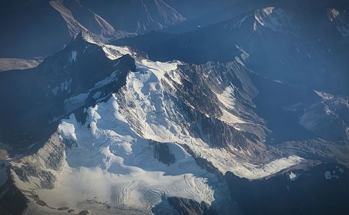 Aerial view of snowcapped mountains