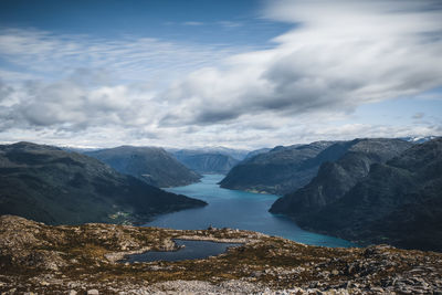 Scenic view of mountains against sky