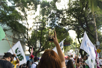 Brazilians protesting against far-right presidential candidate jair bolsonaro. 