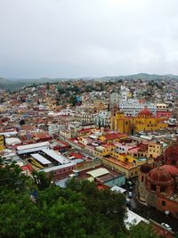 High angle view of townscape against sky