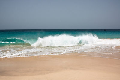 Scenic view of sea against clear sky