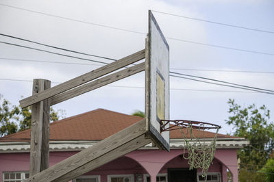 Low angle view of roof and building against sky