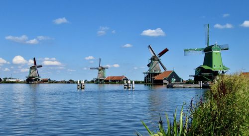 Traditional windmill against sky