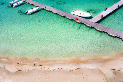 High angle view of beach pontili di otranto 