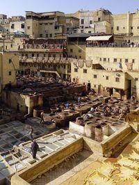 High angle view of buildings in town