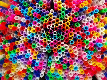 Full frame shot of multi colored straws