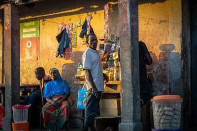 People working at market