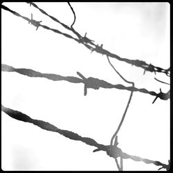 Low angle view of barbed wire