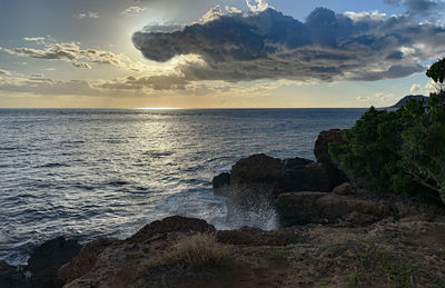 Scenic view of sea against sky during sunset