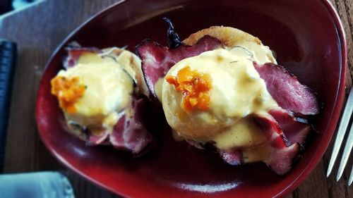 Close-up of breakfast on table