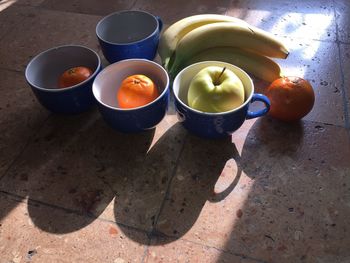 High angle view of fruits in bowl