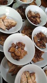 High angle view of food in plate on table