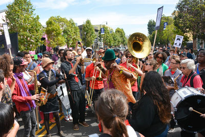 Group of people in front of crowd