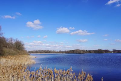 Scenic view of lake against sky