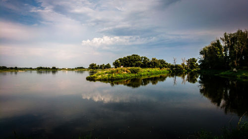 Scenic view of lake or river against sky