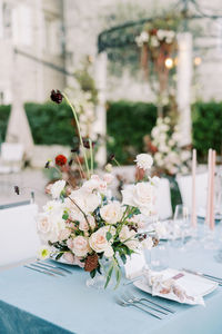 Close-up of flowers on table