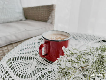 Close-up of breakfast on table at home