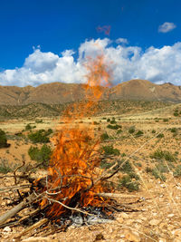 Scenic view of land against sky