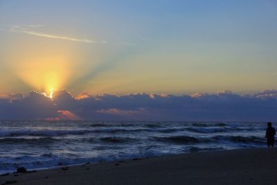 Scenic view of sea at sunset