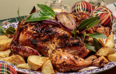 Close-up of roasted meat