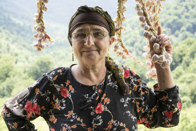 Portrait of woman wearing mask