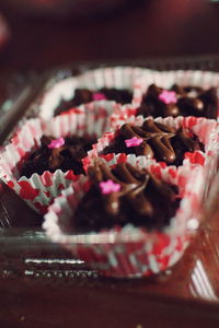 Close-up of cupcakes on table