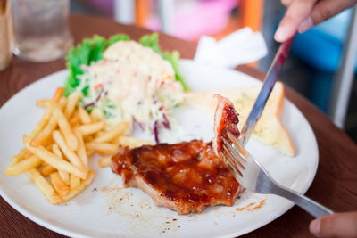 Close-up of food served on plate