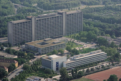 High angle view of buildings