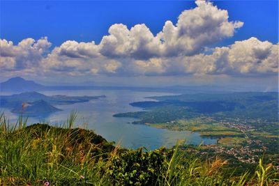 Scenic view of landscape against cloudy sky
