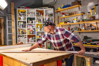 Man working on table