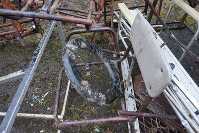 Close-up of rusty wheel