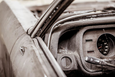 Close-up of old car
