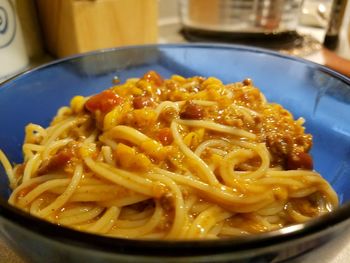 Close-up of pasta in plate