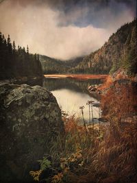 Scenic view of lake against sky