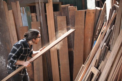 Man working on wood