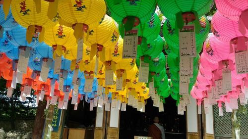 Low angle view of lanterns hanging outdoors