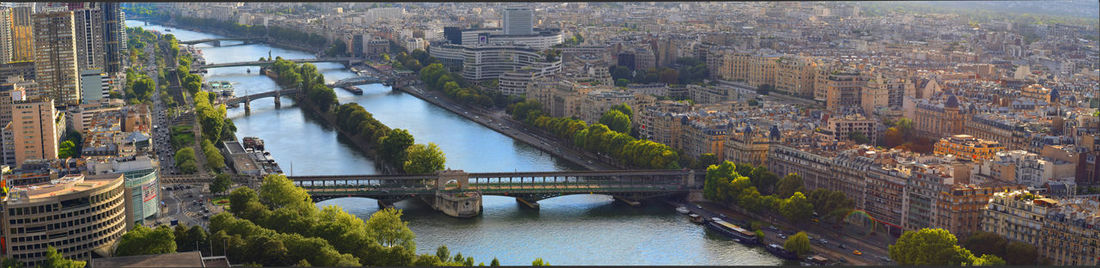View of river with buildings in background