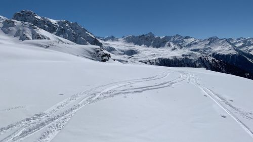 Snow covered mountain against sky