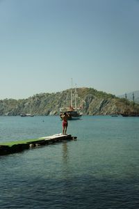 Boat sailing in sea