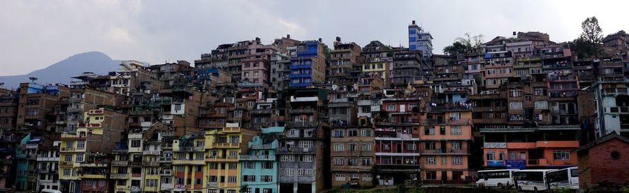 Residential district against sky