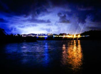 View of illuminated city at night