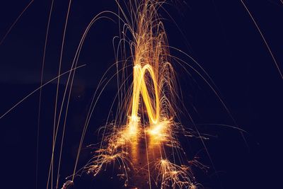 Illuminated wire wool at night