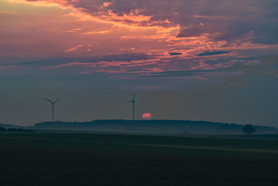 Scenic view of field against sky during sunset