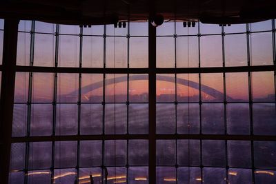 Full frame shot of window at sunset