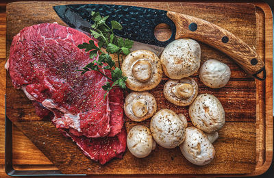 High angle view of food on table