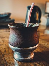 Close-up of coffee on table