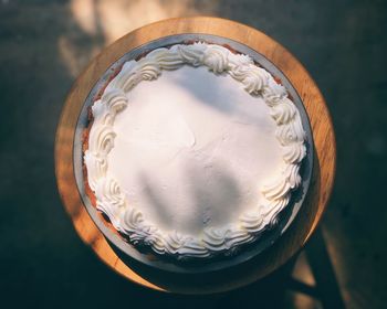 High angle view of ice cream on table