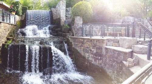 Water flowing through fountain